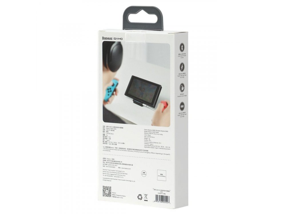 Baseus Gamo BA05 USB-C Wireless Adapter για Nintendo Switch, Bluetooth, Audio & Fast Charging 18W - NGBA05-01