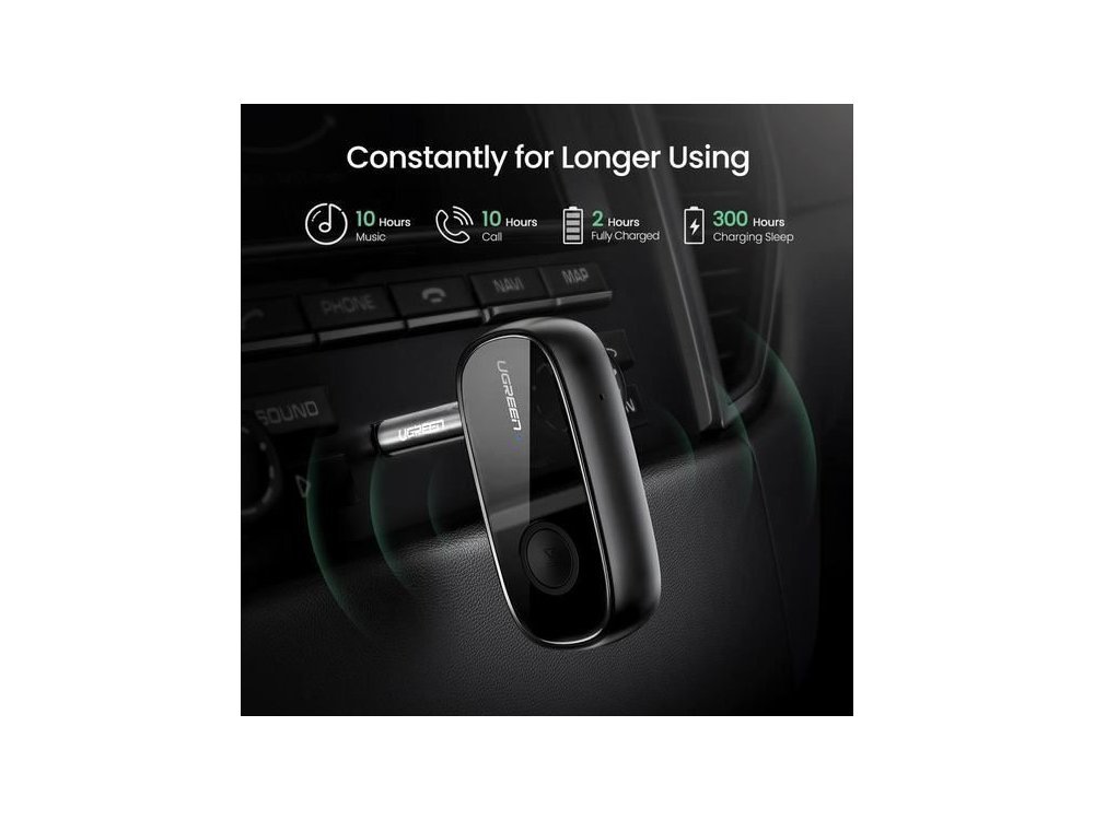 Ugreen Bluetooth 5.0 Handsfree Car Kit, AUX Audio Transmitter aptX - 70304