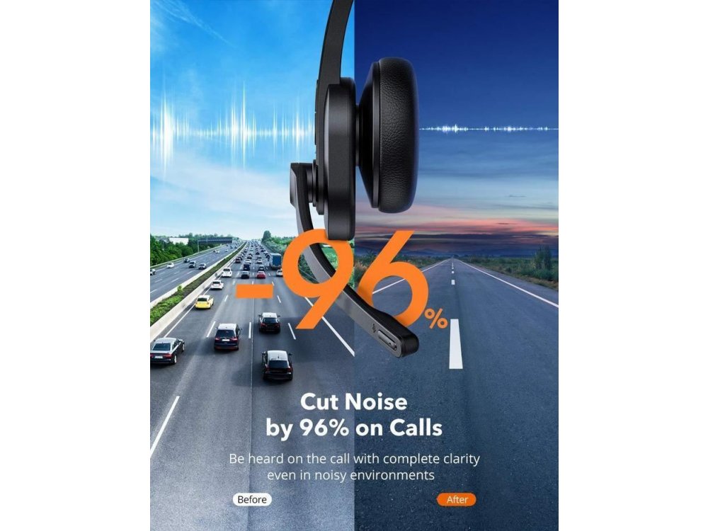 TaoTronics Trucker Bluetooth Headset 41 με AI Auto Noise-cancelling Microphone, Μαύρο - TT-BH041