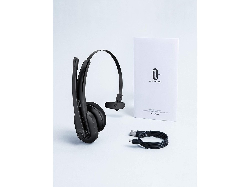 TaoTronics Trucker Bluetooth Headset 41 με AI Auto Noise-cancelling Microphone, Μαύρο - TT-BH041