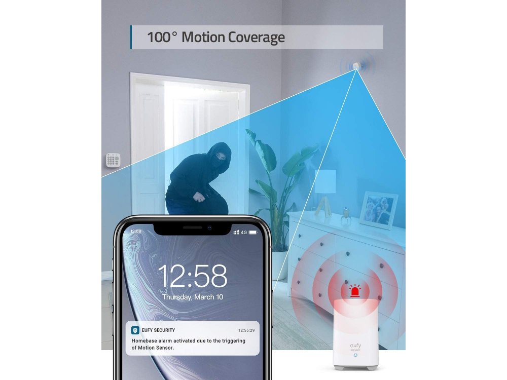 Anker Eufy 5-Piece Home Alarm Kit, Σύστημα Ασύρματου Συναγερμού με APP - T8990321