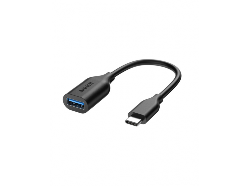 Anker Powerline Αντάπτορας USB-C σε USB-A 3.1 με 8cm Καλώδιο OTG Adapter Type-C Male to USB-A Female - A8165011, Μαύρος