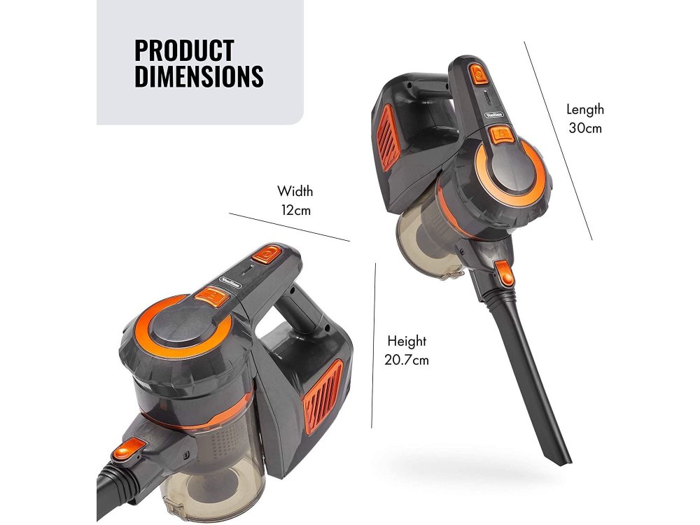 VonHaus Ασύρματη Ηλεκτρική σκούπα χειρός / Stick 2-in-1, 120W, 9000Pa, Επαναφορτιζόμενη, Μπαταρία Li-ion 22.2V - 3000098