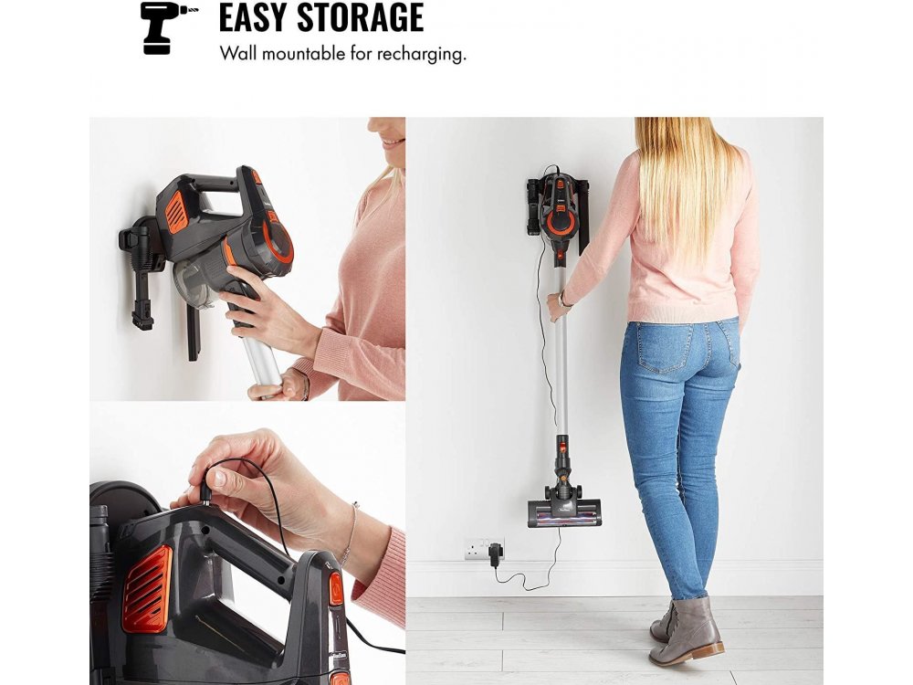 VonHaus Ασύρματη Ηλεκτρική σκούπα χειρός / Stick 2-in-1, 120W, 9000Pa, Επαναφορτιζόμενη, Μπαταρία Li-ion 22.2V - 3000098