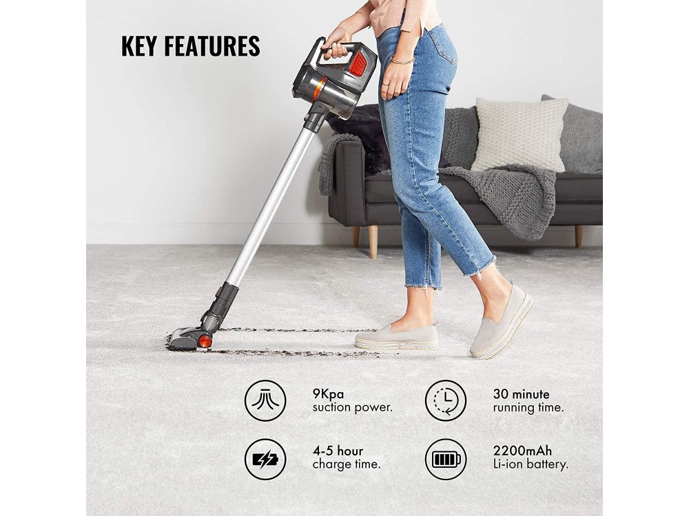 VonHaus Ασύρματη Ηλεκτρική σκούπα χειρός / Stick 2-in-1, 120W, 9000Pa, Επαναφορτιζόμενη, Μπαταρία Li-ion 22.2V - 3000098