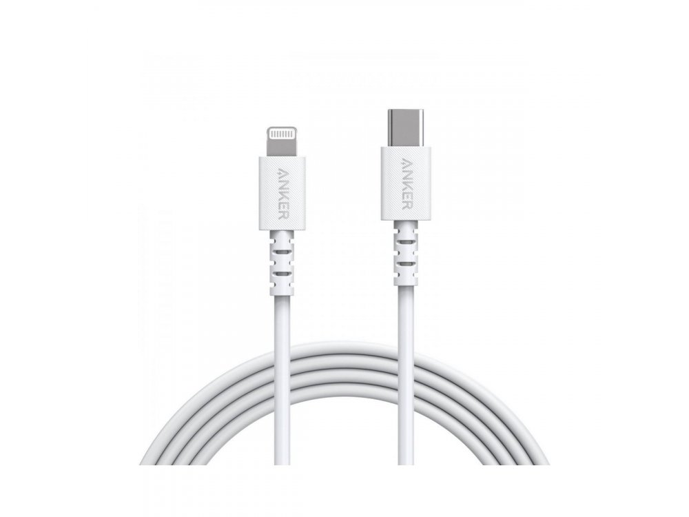 Anker PowerLine Select 0.9μ. Lightning Καλώδιο σε USB-C για Apple iPhone / iPad / iPod MFi & PD Φόρτιση, Λευκό - A8612G21