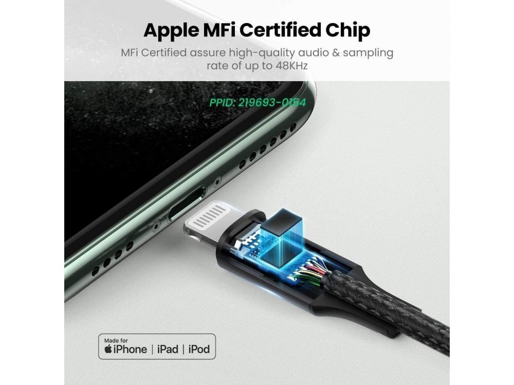 Ugreen Lightning Καλώδιο σε 3.5mm AUX Audio για Apple iPhone / iPad / iPod MFi - 70509