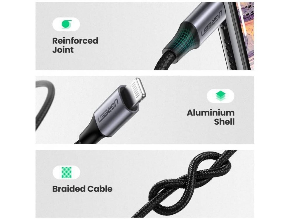 Ugreen Lightning Καλώδιο σε 3.5mm AUX Audio για Apple iPhone / iPad / iPod MFi - 70509