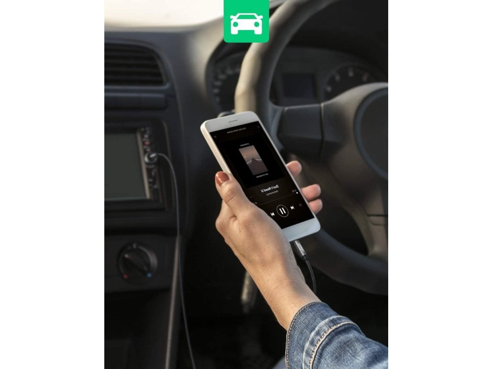 Ugreen Audio AUX Καλώδιο, 1μ. Επιχρυσωμένο με νάυλον ύφανση 3.5mm, Μαύρο - 50361