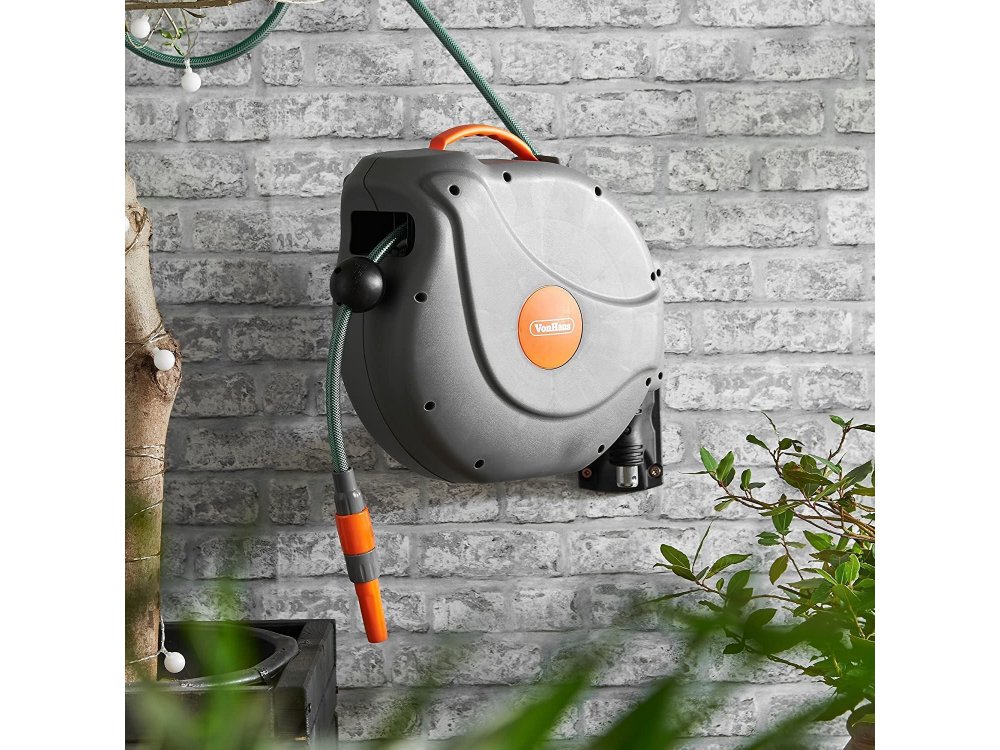 VonHaus Αυτόματο Καρούλι Λάστιχου 20μ. με Βάση Τοίχου, 180° pivot - 15/289