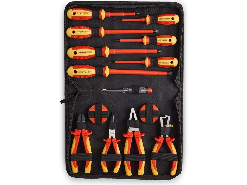 VonHaus Tool Kit with  Screwdrivers, pliers, cutlets & Insulating Tape, 15 pieces - 3500066