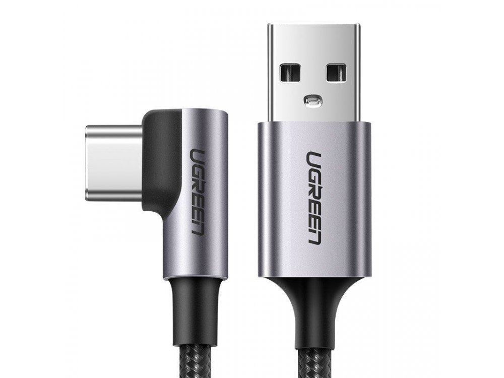 Ugreen Angle 90° USB-C cable 2m. Nylon Braiding, Black - 50942