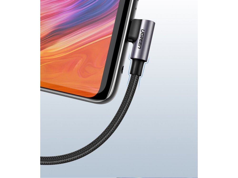 Ugreen Angle 90° USB-C cable 2m. Nylon Braiding, Black - 50942