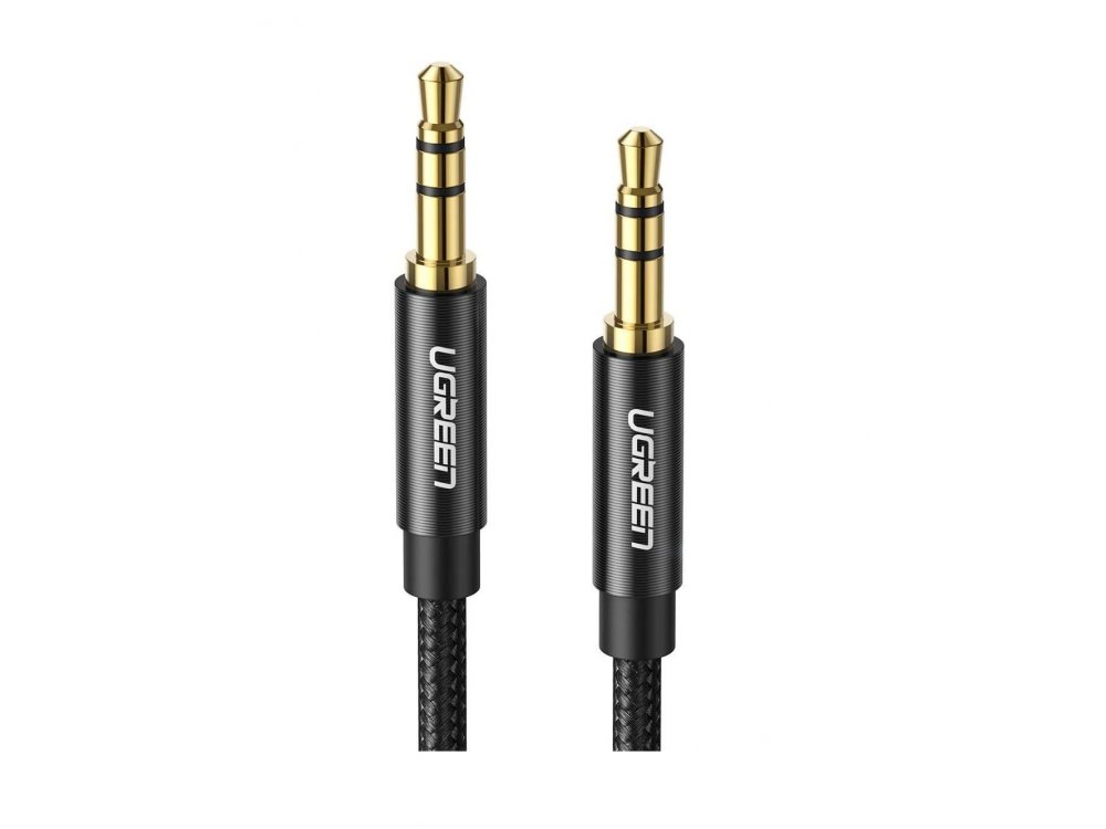 Ugreen Audio AUX Καλώδιο, 2μ. Επιχρυσωμένο με Νάυλον Ύφανση 3.5mm, Μαύρο - 50363