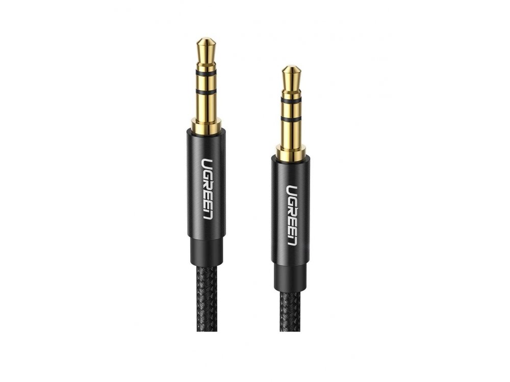 Ugreen Audio AUX Καλώδιο, 1μ. Επιχρυσωμένο με νάυλον ύφανση 3.5mm, Μαύρο - 50361