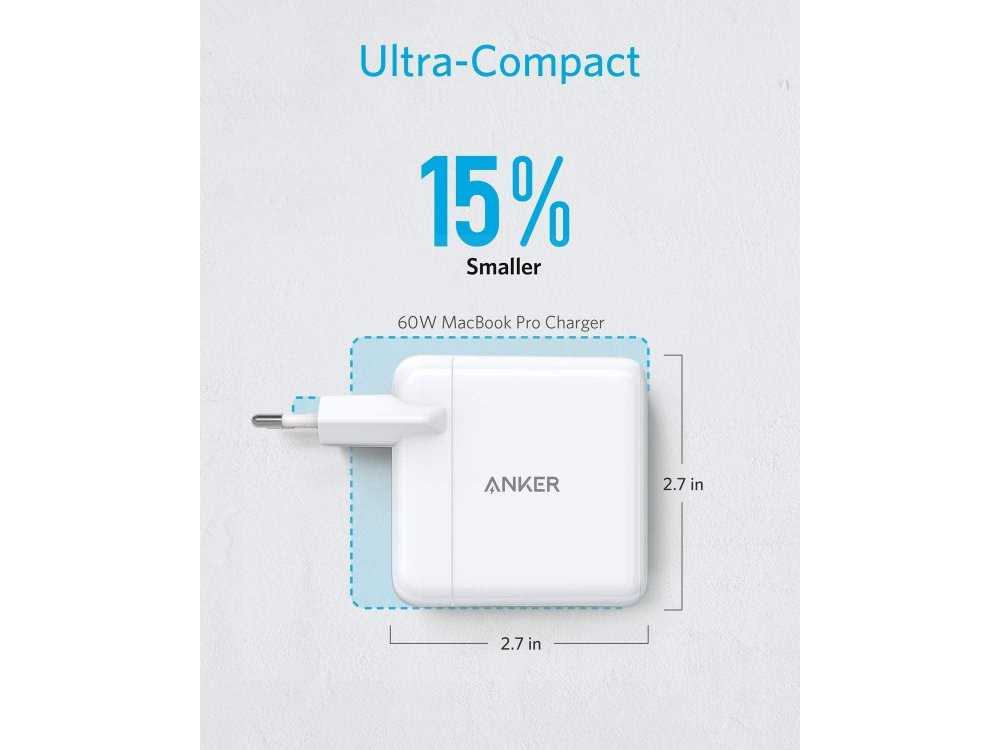 Anker PowerPort Atom PD 2 Wall charger 60W with Power Delivery and GaN - A2029321