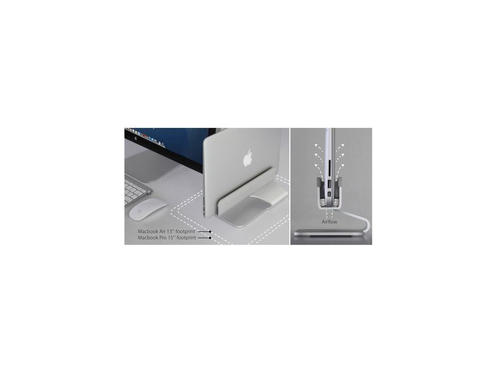 Rain Design mTower Vertical Laptop Stand, Κάθετη Βάση Αλουμινίου για Macbook / Macbook Air, Silver - 10037