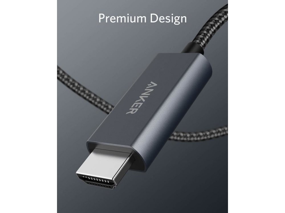 Anker USB-C to HDMI 4K@60Hz Adapter (Thunderbolt 3 / HDMI 2.0) Nylon cable 1,8m., Black - A8730011