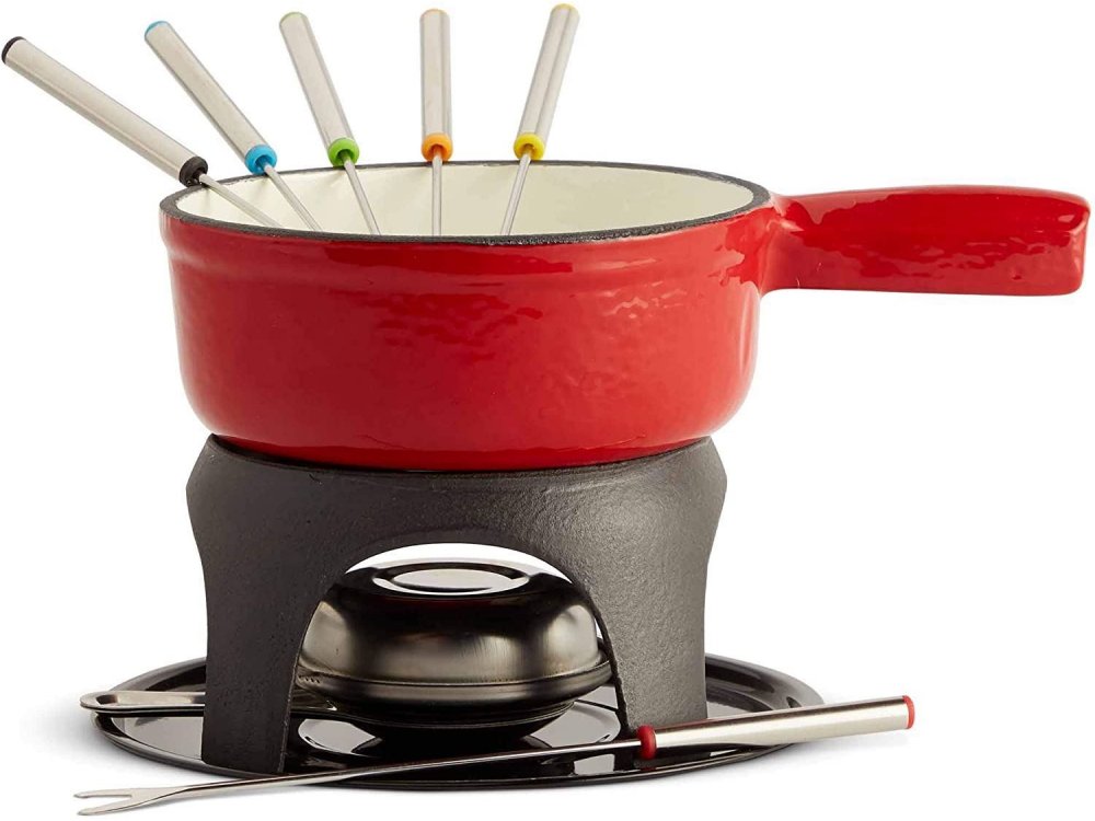 VonShef Swiss Fondue Set, Cast Iron Pot, fondue set with 6 forks - 1500048