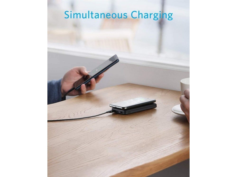 Anker PowerCore Hybrid Power Bank 10000mAh με Ασύρματη φόρτιση - A1615H11, Μαύρο