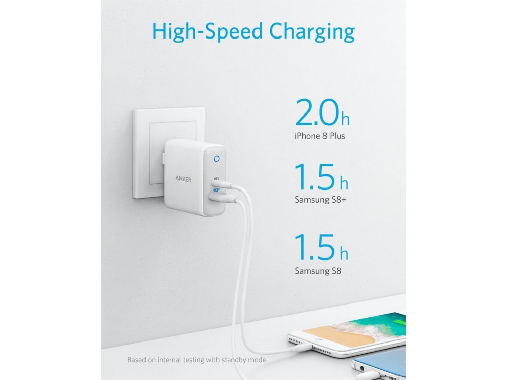 Anker PowerPort PD+ 2  Wall Charger with Power Delivery and PowerIQ 2.0 technology 33W - A2626GD1