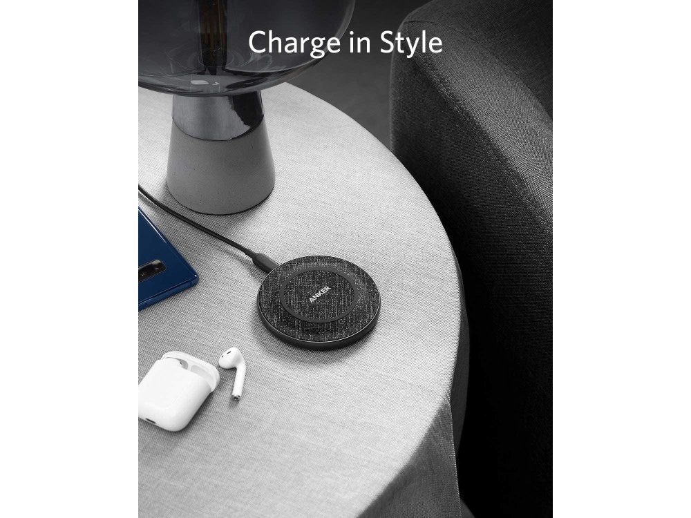 Anker PowerWave 2 Sense Pad Qi 7.5/10/11/15W Ασύρματος φορτιστής Σετ με φορτιστή & καλώδιο - B2519GF1, Μαύρο