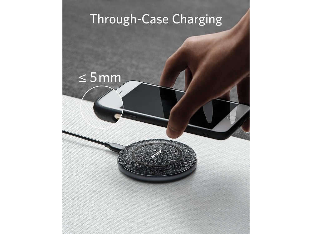 Anker PowerWave 2 Sense Pad Qi 7.5/10/11/15W Ασύρματος φορτιστής Σετ με φορτιστή & καλώδιο - B2519GF1, Μαύρο