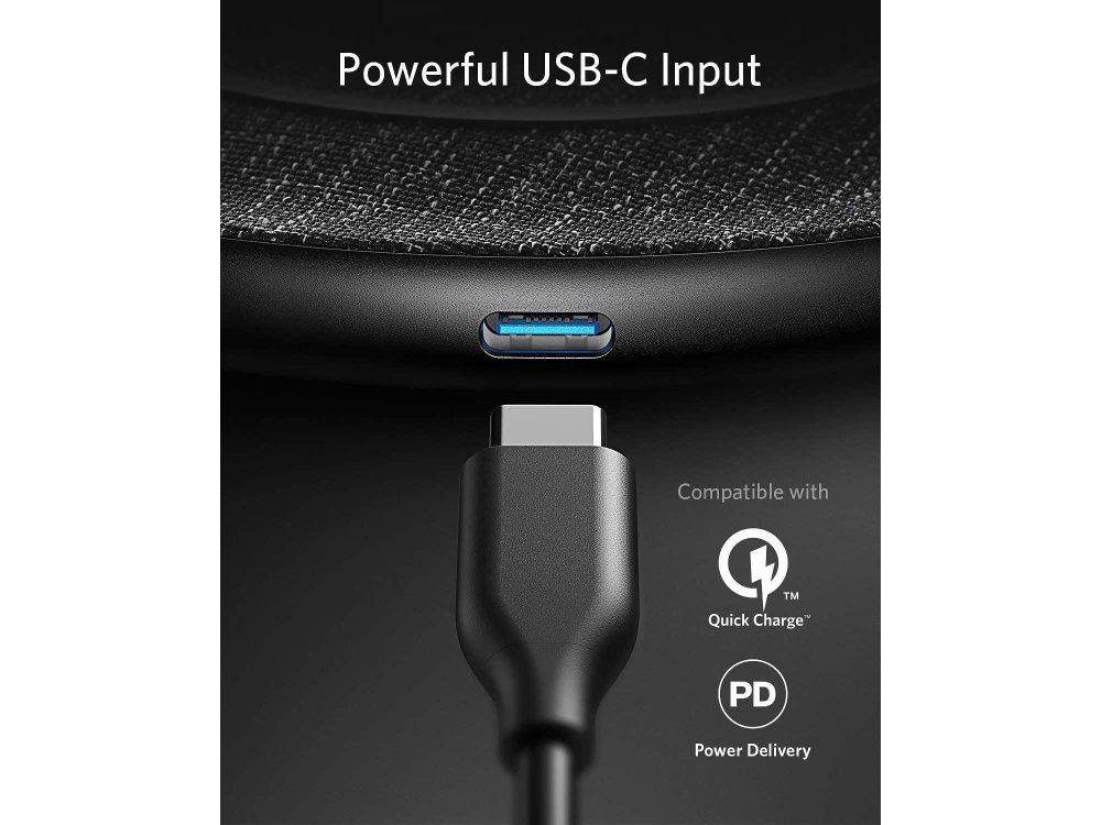 Anker PowerWave 2 Sense Pad Qi 7.5/10/11/15W Ασύρματος φορτιστής Σετ με φορτιστή & καλώδιο - B2519GF1, Μαύρο