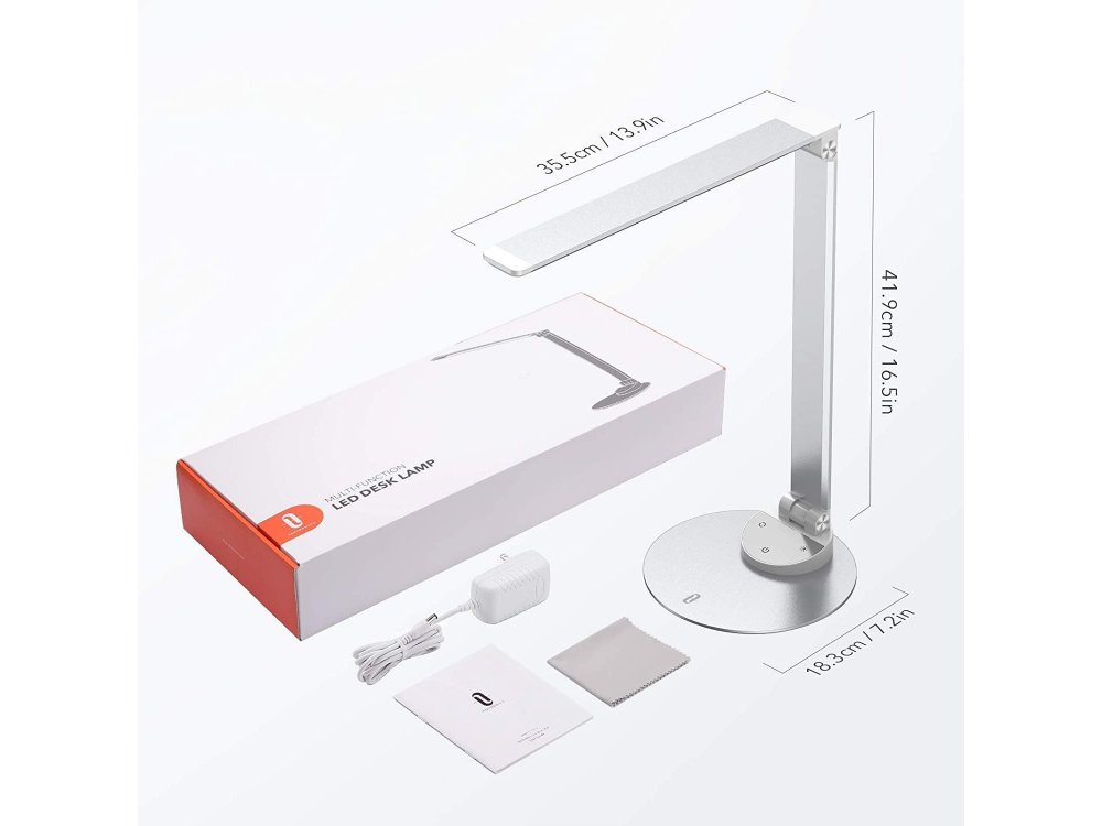 TaoTronics TT-DL19 LED Desk Λάμπα με Touch Control & USB Θύρα, 5 Color Modes, 5 Brightness Levels, Ασημί