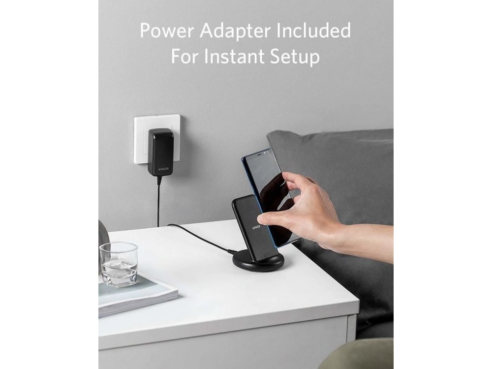 Anker PowerWave 2 Sense Stand Qi 7.5/10/15W Ασύρματος φορτιστής/Σταντ Σετ με φορτιστή & καλώδιο - B2529GF1, Μαύρο