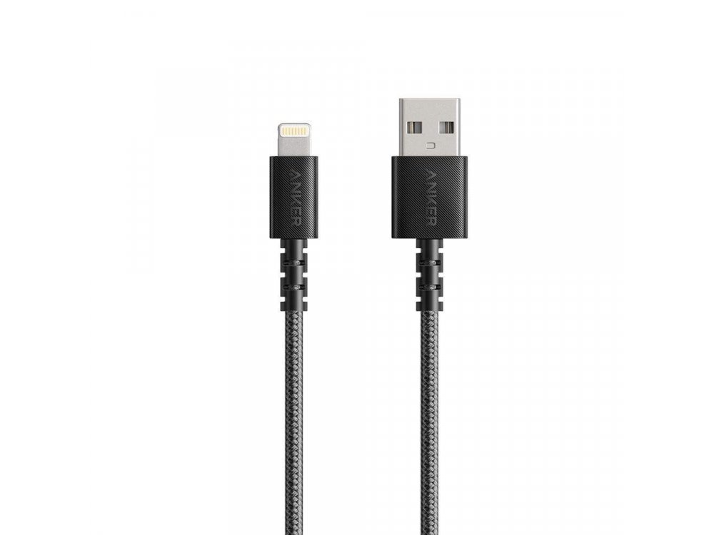 Anker PowerLine Select+ 0.9μ. Lightning καλώδιο για Apple iPhone / iPad / iPod MFi, με Νάυλον Ύφανση, Μαύρο - A8012H11
