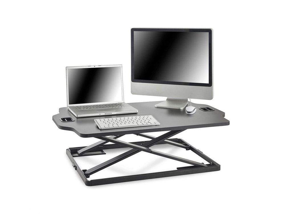 VonHaus Sit Stand Desk Dual, Laptop & Monitor Desk, Adjustable Height, Ultra Slim - 05/123