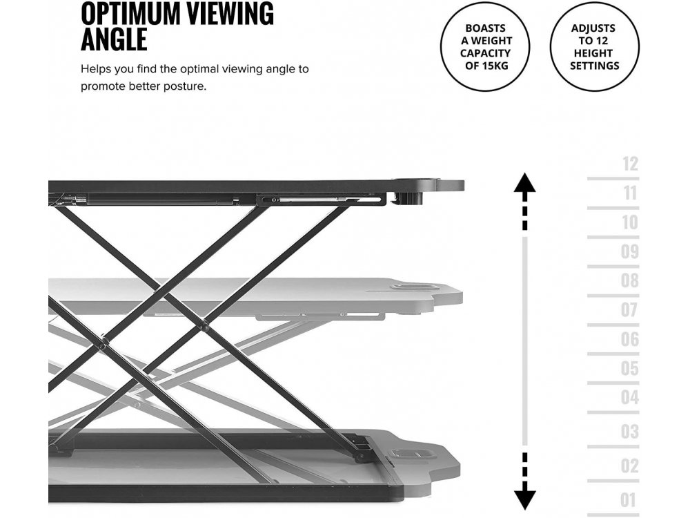 VonHaus Sit Stand Desk Dual, Γραφείο Laptop & Οθόνης, Ρυθμιζόμενο Ύψος, Ultra Slim - 05/123