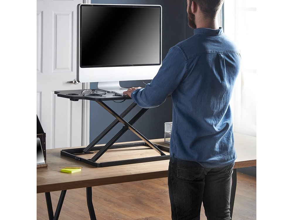 VonHaus Sit Stand Desk Dual, Γραφείο Laptop & Οθόνης, Ρυθμιζόμενο Ύψος, Ultra Slim - 05/123