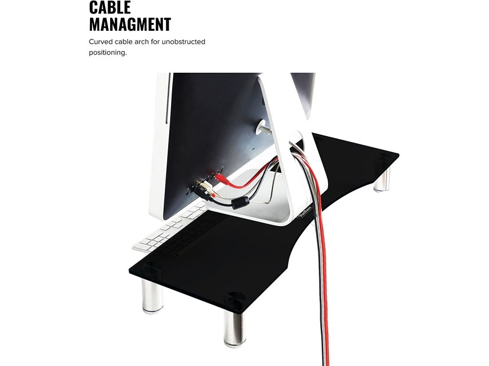 VonHaus Βάση/Σταντ Οθόνης Curved Γυάλινη, Ρυθμιζόμενο Ύψος, L 70X24cm - 05/081