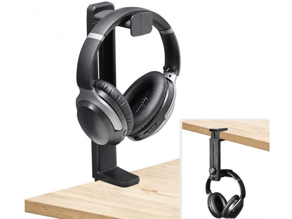Avantree Neetto Headphone Stand & Hanger 2 in 1, Office Stand with Clamp for Headset / Headphones, Black - HS906
