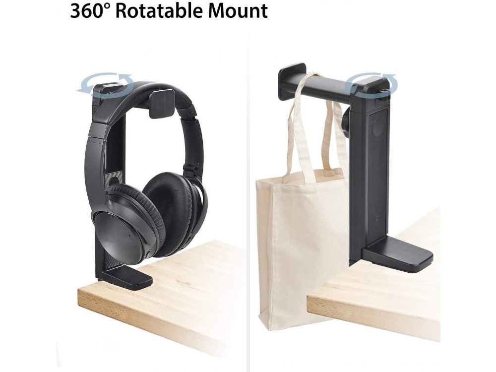 Avantree Neetto Headphone Stand & Hanger 2 in 1, Βάση / Stand Γραφείου με Clamp για Headset / Ακουστικά, Μαύρη - HS906