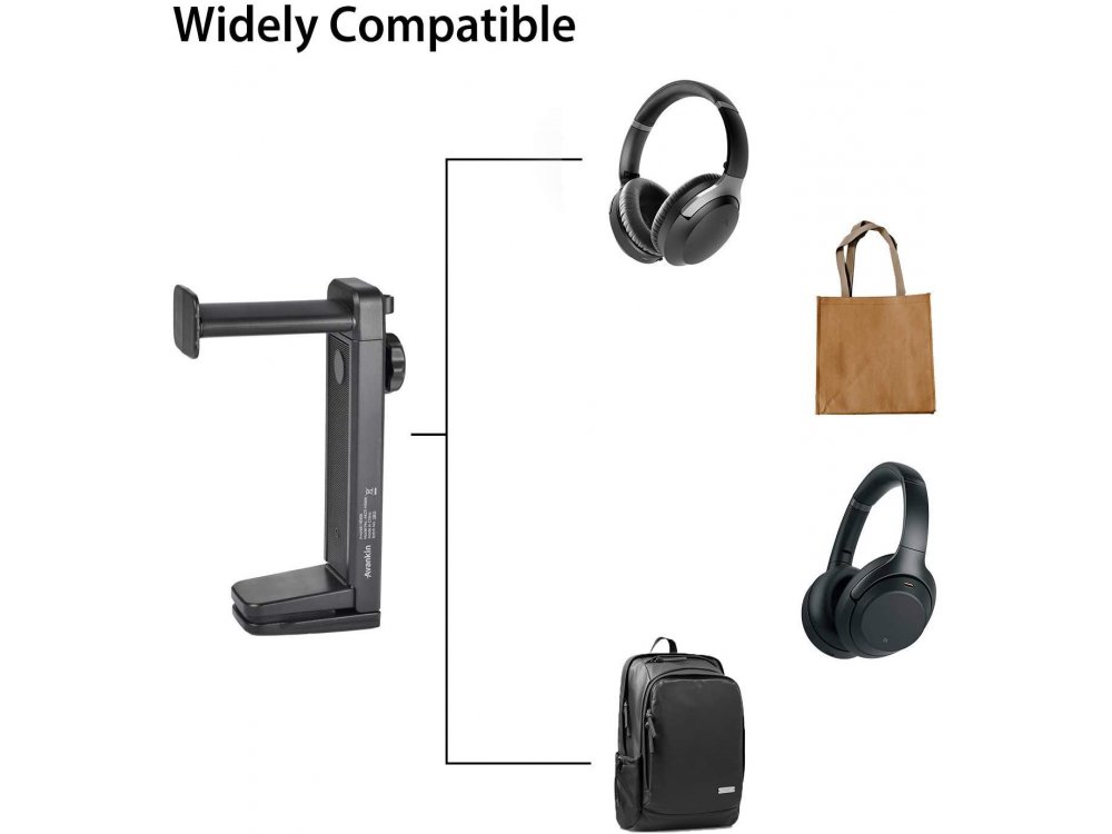 Avantree Neetto Headphone Stand & Hanger 2 in 1, Βάση / Stand Γραφείου με Clamp για Headset / Ακουστικά, Μαύρη - HS906