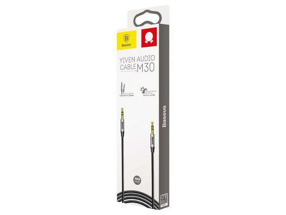 Baseus Yiven Audio AUX Καλώδιο, 1.5μ. με Νάυλον Ύφανση 3.5mm - CAM30-CS1, Μαύρο