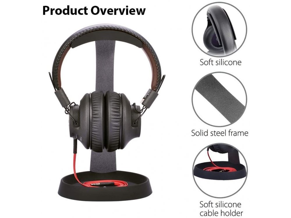 Avantree Neetto Headphone Stand & Hanger, Aluminum Βάση / Stand για Headset / Ακουστικά, Με θήκη για Καλώδιο, Μαύρη - HS102