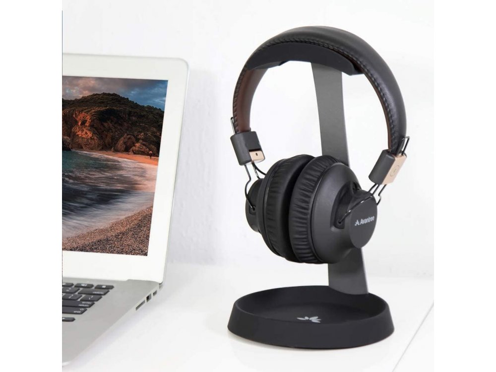 Avantree Neetto Headphone Stand & Hanger, Aluminum Stand for Headset / Headphones, with Cable Holder, Black - HS102