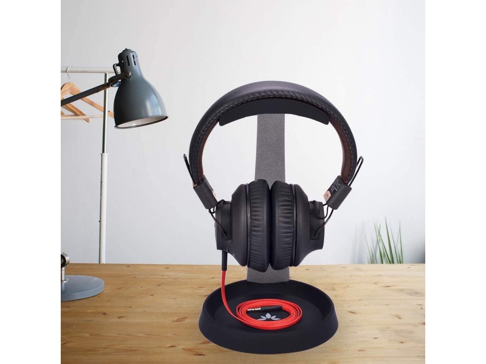 Avantree Neetto Headphone Stand & Hanger, Aluminum Stand for Headset / Headphones, with Cable Holder, Black - HS102