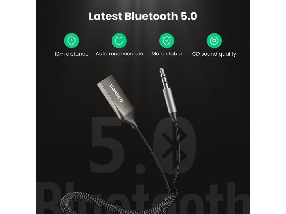 Ugreen Bluetooth 5.0 Handsfree Car Kit / Bluetooth Receiver με Μικρόφωνο  - 70601