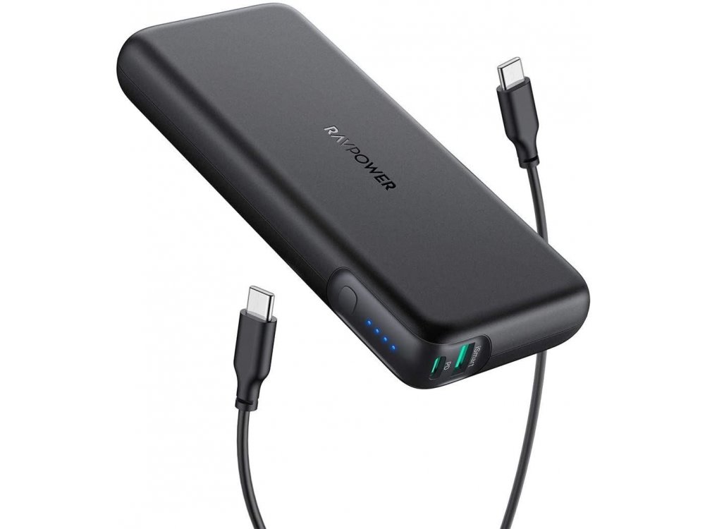 RAVPower Pioneer 20000 PD 60W USB-C Power Bank 20.000mAh Power Delivery, Μαύρο - RP-PB201