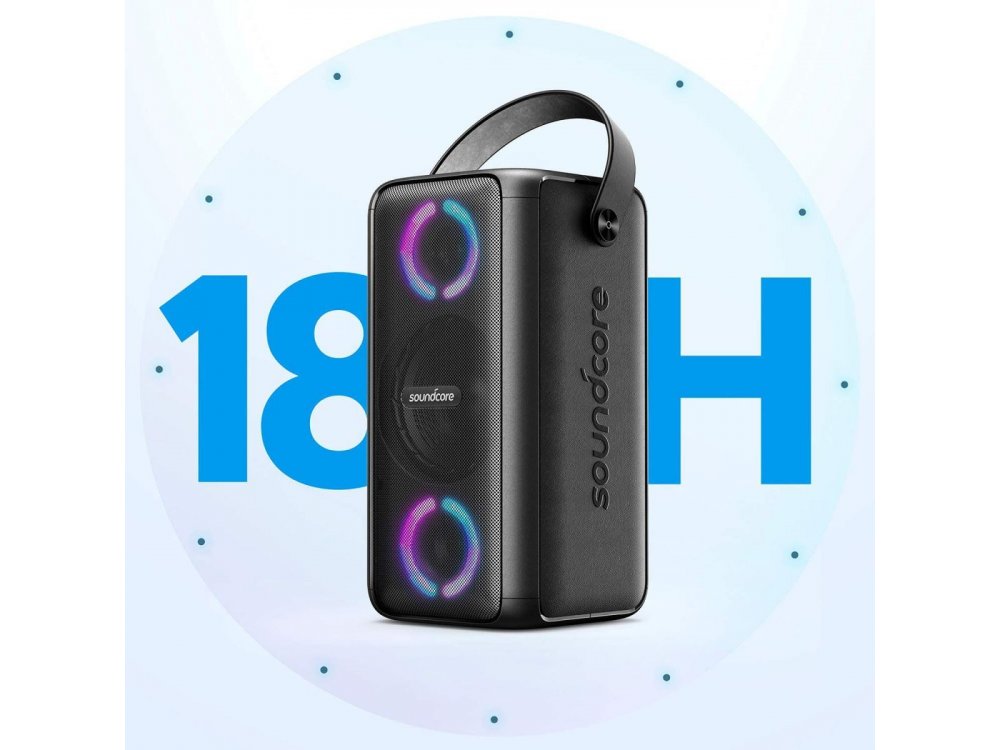 Anker Soundcore Mega, Φορητό Αδιάβροχο Bluetooth Ηχείο 80W με RGB LED & Είσοδο Μικροφώνου - A3392G11, Mαύρο
