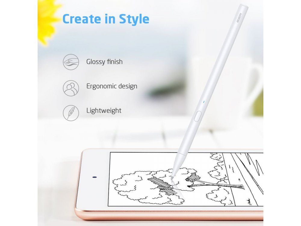 ESR Digital+ Stylus Precise Pencil for iPad, White