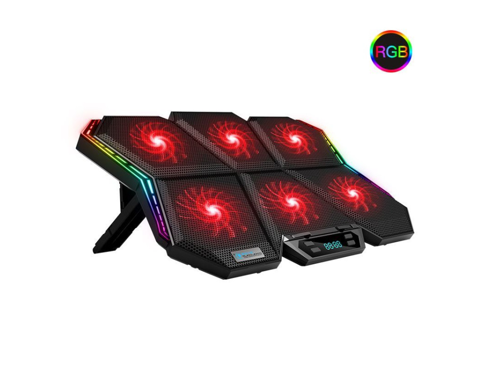 Coolcold Ice Magic 2 RGB Gaming Cooling Pad, 6 Fans LED Screen έως 17", Red - Κ40-2