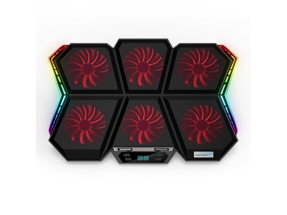Coolcold Ice Magic 2 RGB Gaming Cooling Pad, 6 Fans LED Screen έως 17", Red - Κ40-2