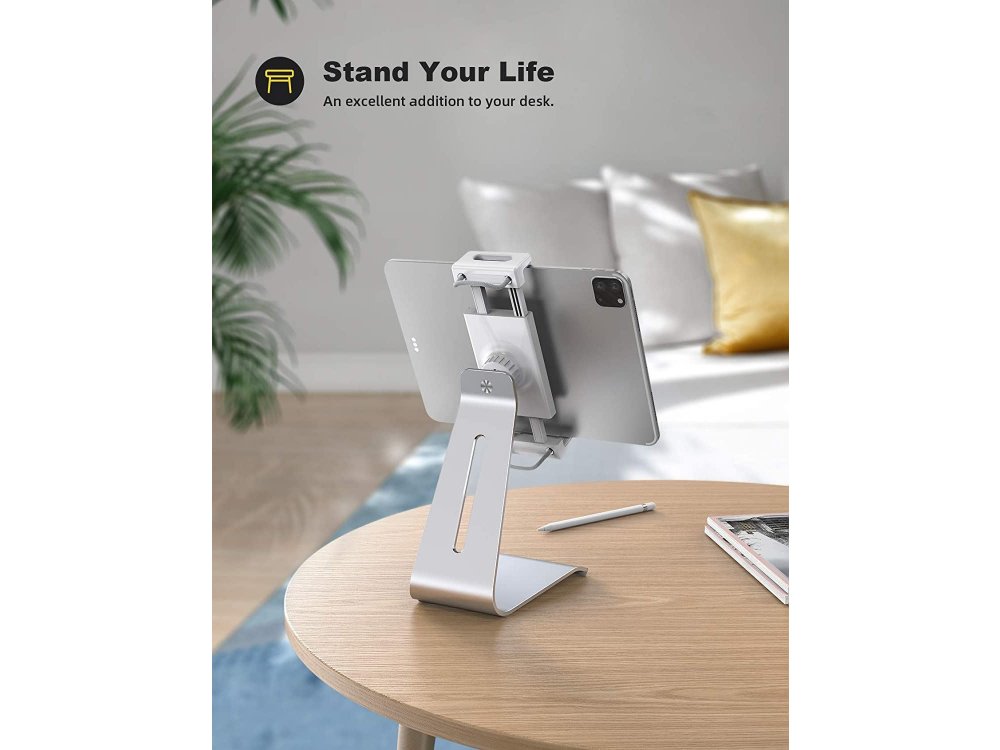 Lamicall DT03 Βάση/Stand Tablet Περιστρεφόμενη Πλάτη 360° για συσκευές 4.7"-13", Ασημί