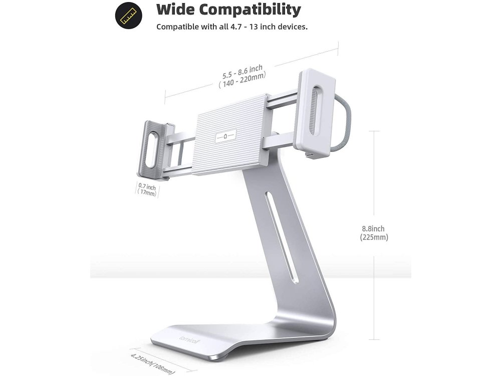 Lamicall DT03 Holder/Stand Tablet 360 Rotating for devices 4.7"-13", Silver